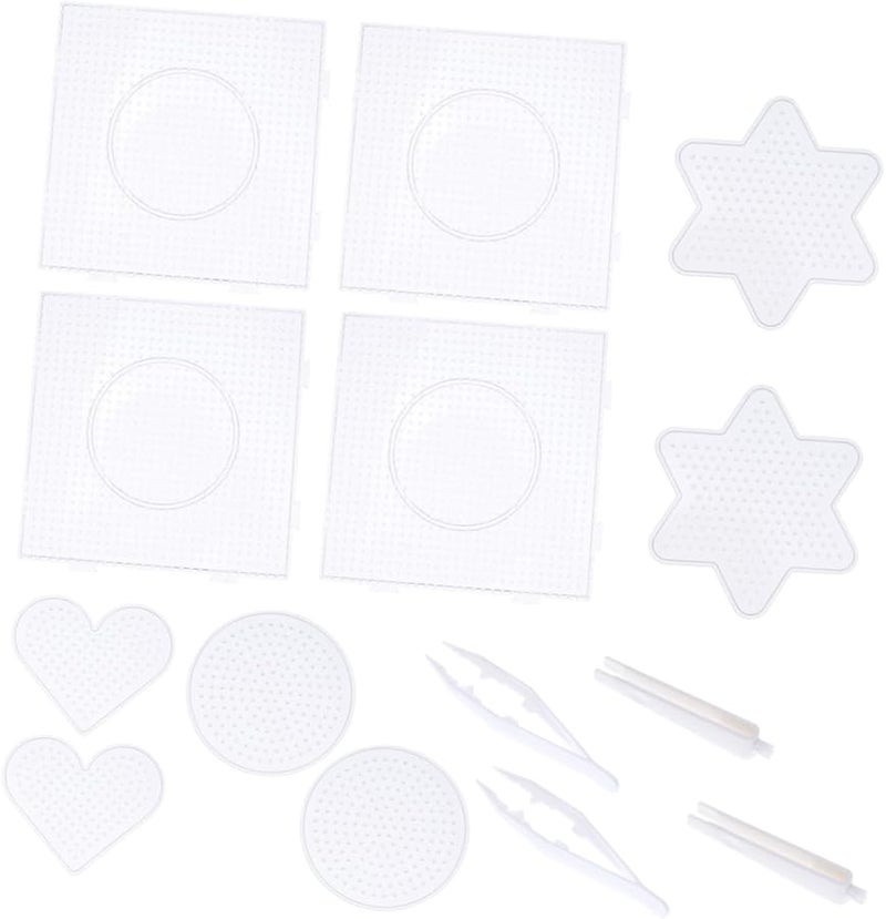 BESPORTBLE 14PCS Clear Plastic Pegboards DIY Craft Beads Kit with Heart Tools for Kids - Image 1